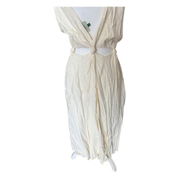 Farm Rio Knotted Cut Out Linen Blend Midi Dress M - Picture 7 of 11